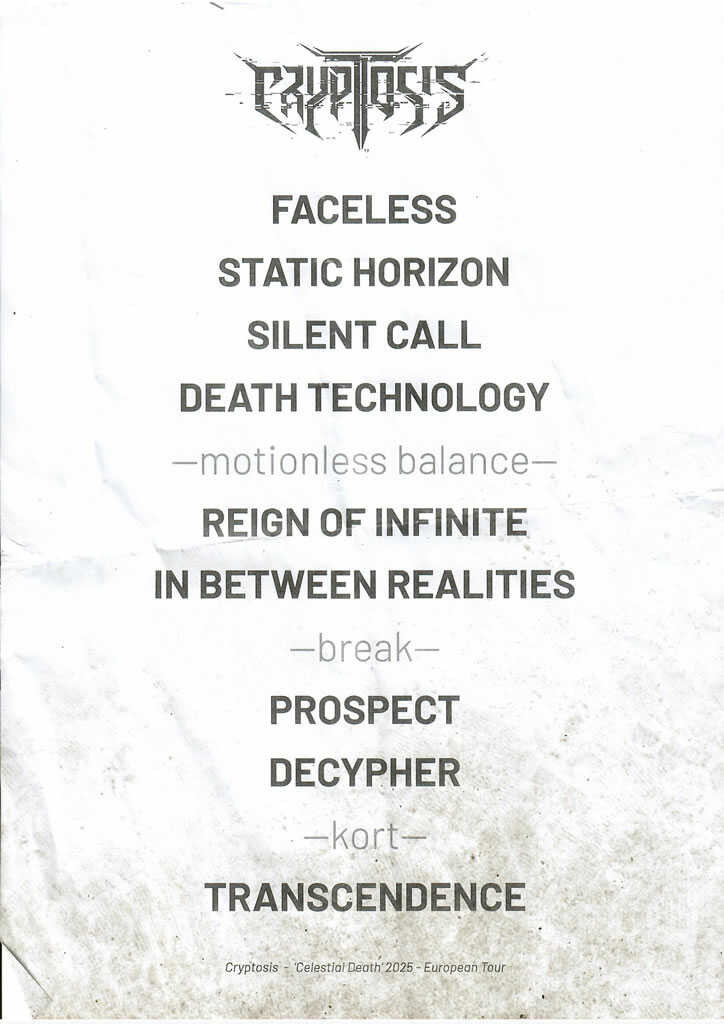 Setlist Cryptosis PFH Tour 2025