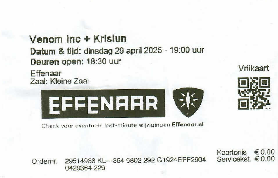 Venom Inc. Effenaar 29-04-2025